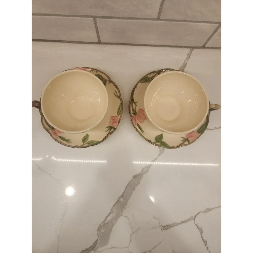 Set of‎ 2 Vintage USA Franciscan Desert Rose Tea Coffee Cups & Saucers
